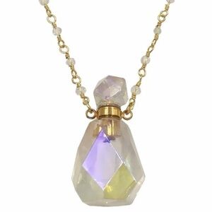 Handmade Angel Aura Quartz Purfume Essential Oil Bottle Beaded Crystal Necklace